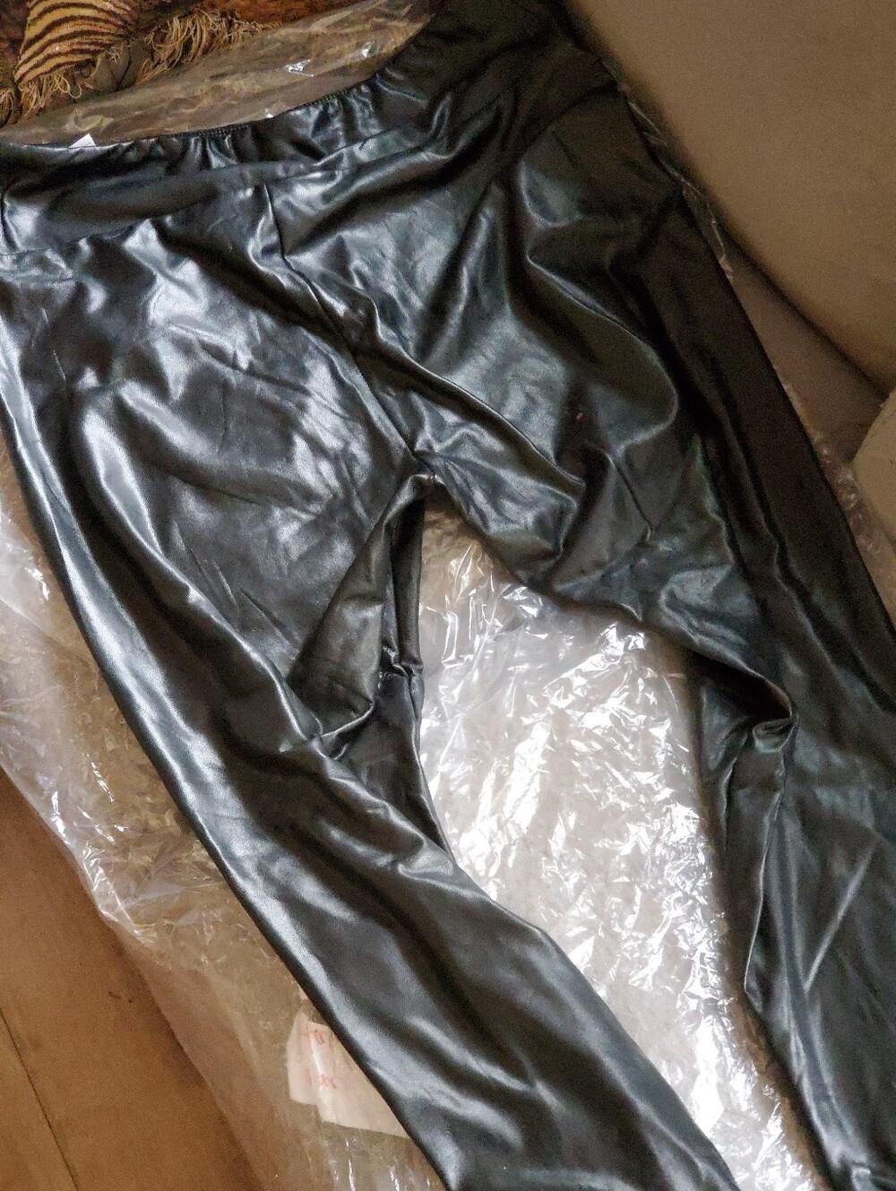Men's Black Faux Leather Pants - Sleek Stretch Fit